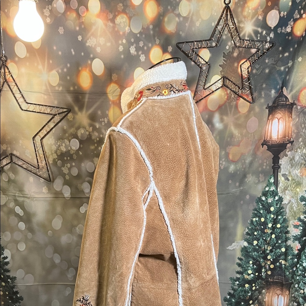 🧥St. John’s Bay Westerncore Embroidered Shearling-Trim Teddy Jacket | Sz Large - Picture 8 of 16